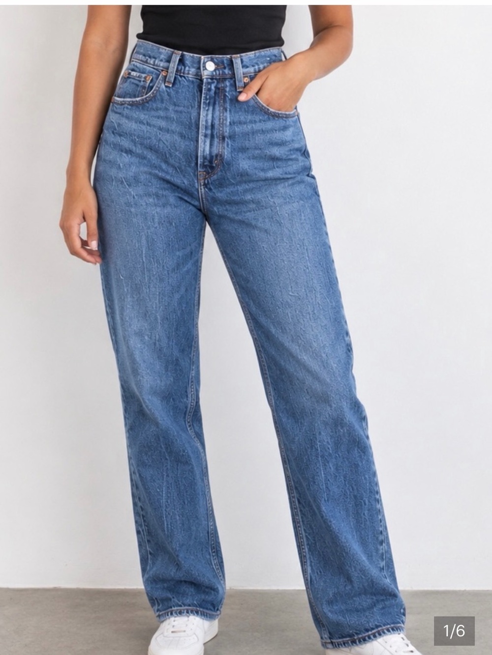 Classic Blue Abercrombie Ultra High Rise The 90s Straight Jeans